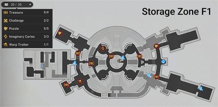 Honkai: Star Rail Зона хранения Карта сундуков, головоломок и рысаков