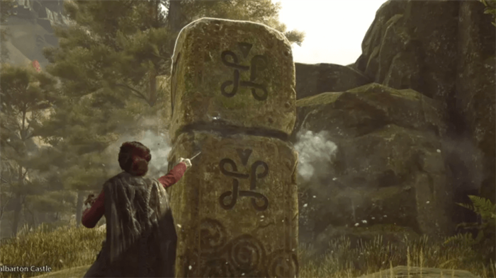 Головоломка с каменными колоннами с иероглифами